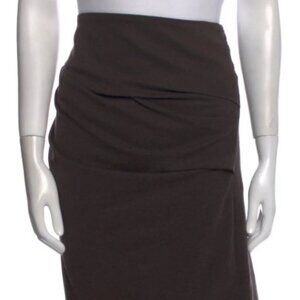 Brunello Cucinelli Brown Ruched Cotton Knee-Length Skirt Size: 6 (Orig. $1295)